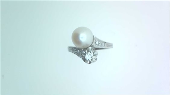 Ringe Sommer Dame Perla in Weißgold Perla PERLA 7/7.5 DIA CT 0.07 VINTAGE - PERLA 7/7.5 DIA CT 0.07 VINTAGE